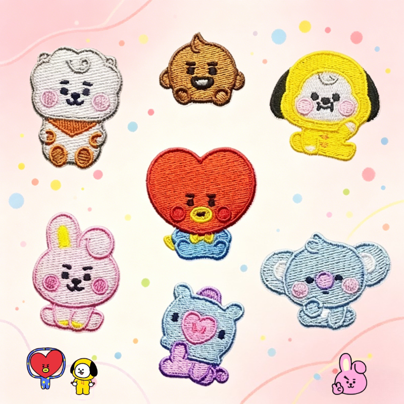 BT21 cartoon cute embroidered  - Anime Merchandise Wholesale บทวิจารณ์และราคา